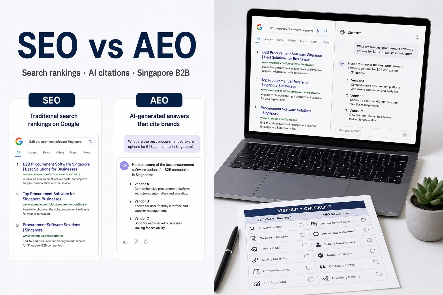 What is AEO and how is it different from SEO — a guide for Singapore B2B marketers